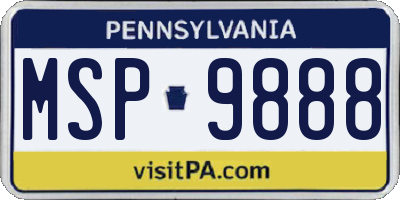 PA license plate MSP9888