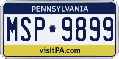 PA license plate MSP9899