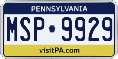 PA license plate MSP9929