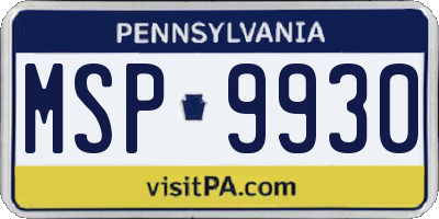 PA license plate MSP9930