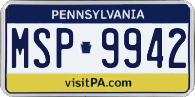 PA license plate MSP9942