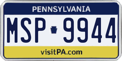 PA license plate MSP9944