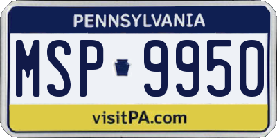 PA license plate MSP9950