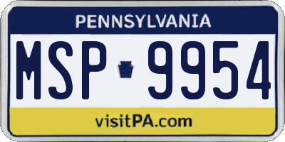 PA license plate MSP9954