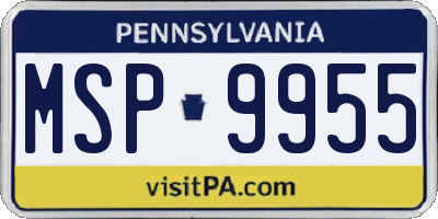 PA license plate MSP9955