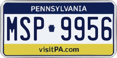 PA license plate MSP9956