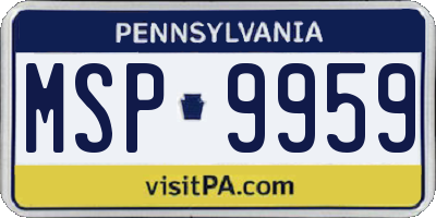 PA license plate MSP9959