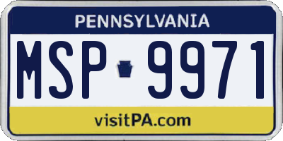 PA license plate MSP9971