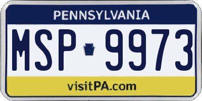 PA license plate MSP9973