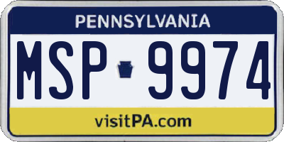 PA license plate MSP9974