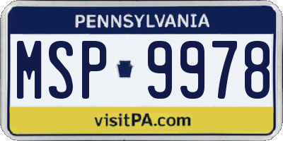 PA license plate MSP9978