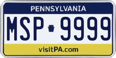 PA license plate MSP9999