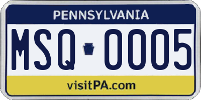PA license plate MSQ0005