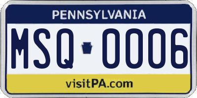 PA license plate MSQ0006