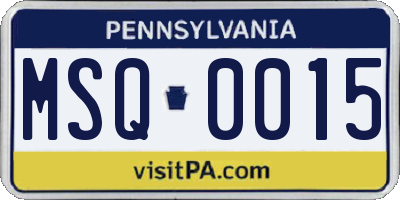 PA license plate MSQ0015