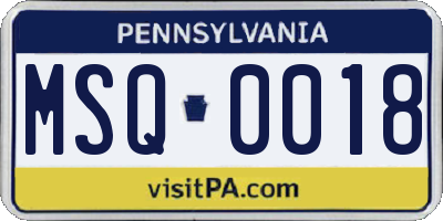 PA license plate MSQ0018