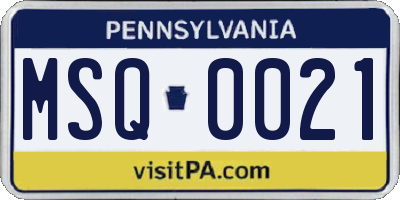 PA license plate MSQ0021