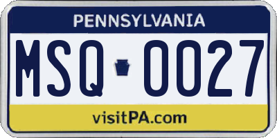 PA license plate MSQ0027