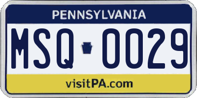 PA license plate MSQ0029
