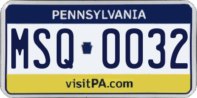 PA license plate MSQ0032
