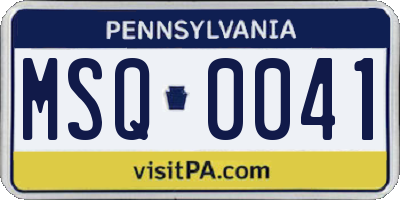 PA license plate MSQ0041
