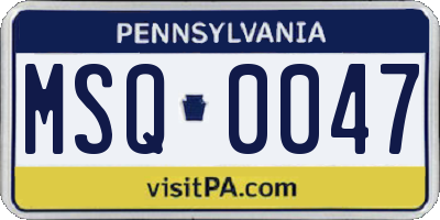 PA license plate MSQ0047