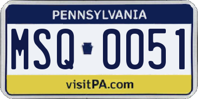 PA license plate MSQ0051
