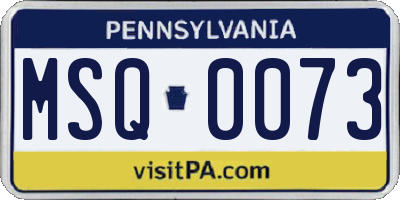 PA license plate MSQ0073