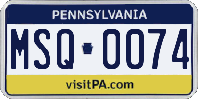 PA license plate MSQ0074