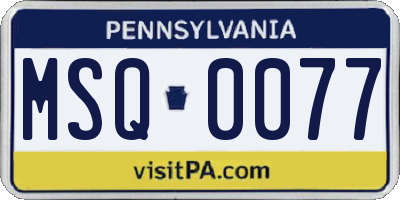 PA license plate MSQ0077