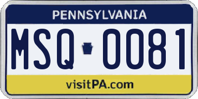 PA license plate MSQ0081