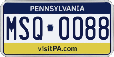 PA license plate MSQ0088