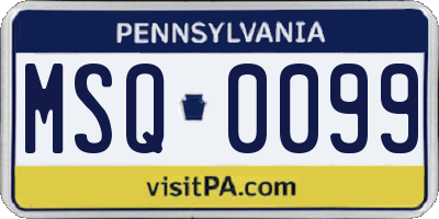 PA license plate MSQ0099