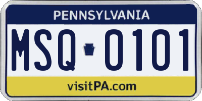 PA license plate MSQ0101