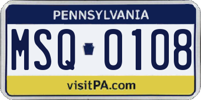 PA license plate MSQ0108