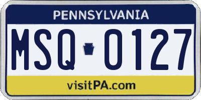 PA license plate MSQ0127