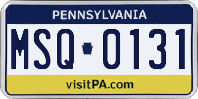 PA license plate MSQ0131