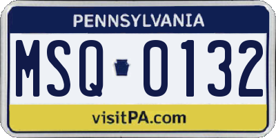 PA license plate MSQ0132