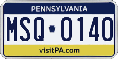 PA license plate MSQ0140