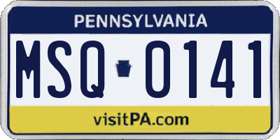 PA license plate MSQ0141