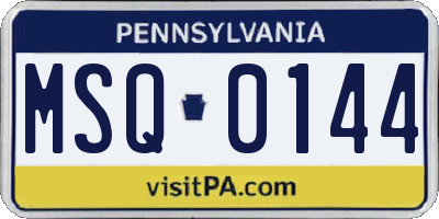 PA license plate MSQ0144