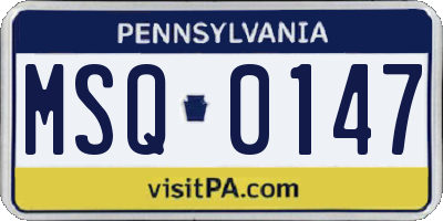 PA license plate MSQ0147