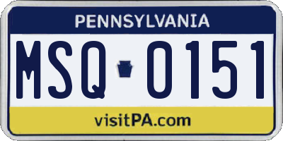 PA license plate MSQ0151