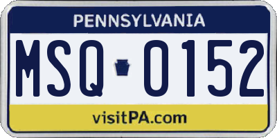 PA license plate MSQ0152