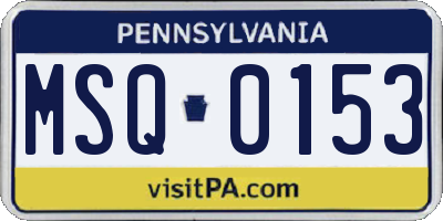 PA license plate MSQ0153