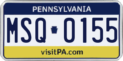PA license plate MSQ0155