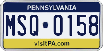 PA license plate MSQ0158