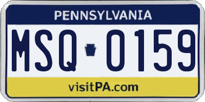 PA license plate MSQ0159