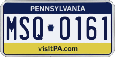 PA license plate MSQ0161
