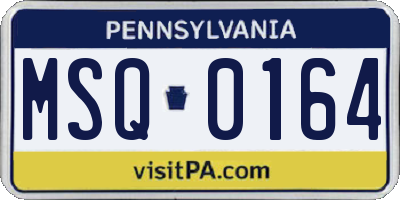 PA license plate MSQ0164